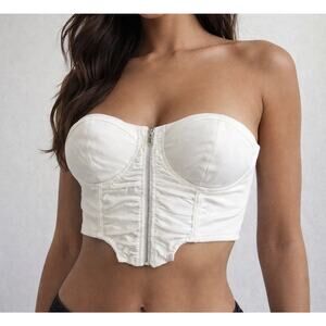 Women's Haute Monde White Sexy Sleeveless Corset Style Crop Top Size Medium